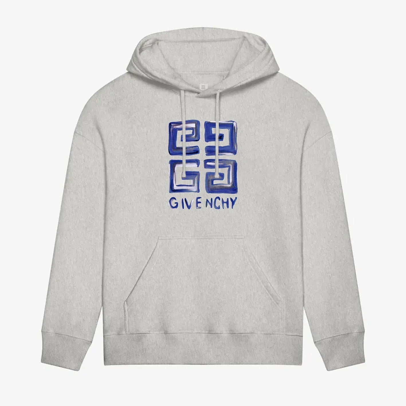 Blue Square Print Hoodie