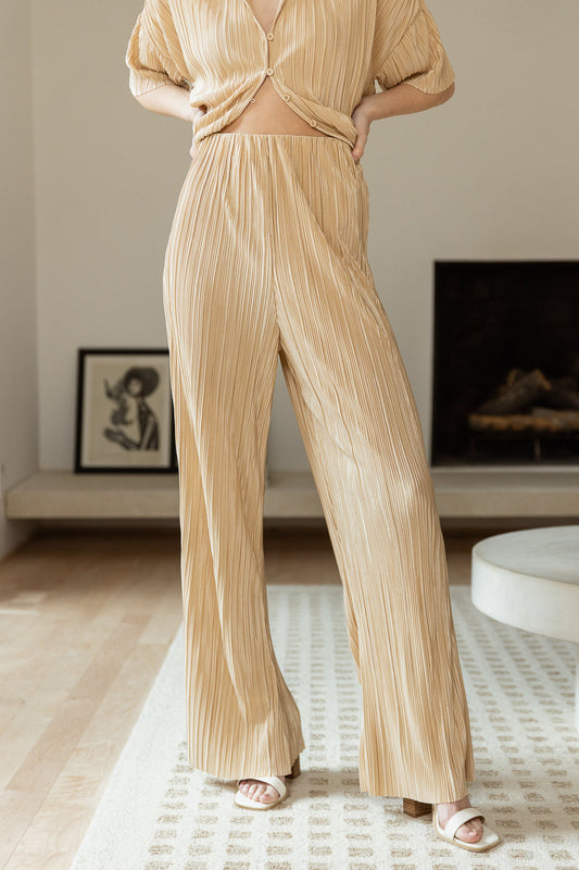 Clara Ribbed Pants in Champagne