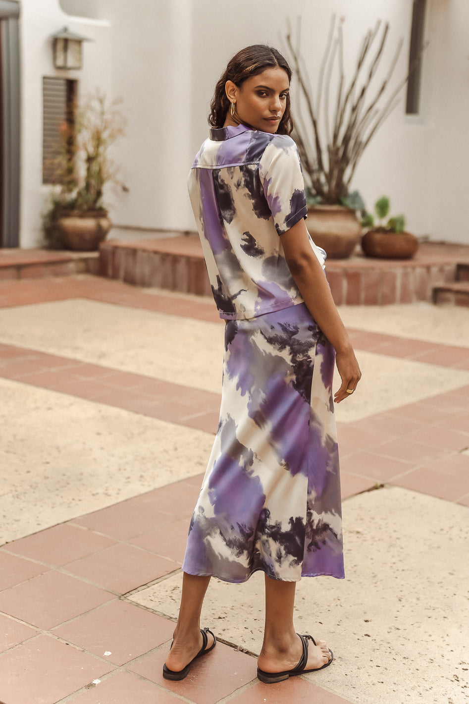 Phoebe Watercolor Skirt in Purple - FINAL SALE