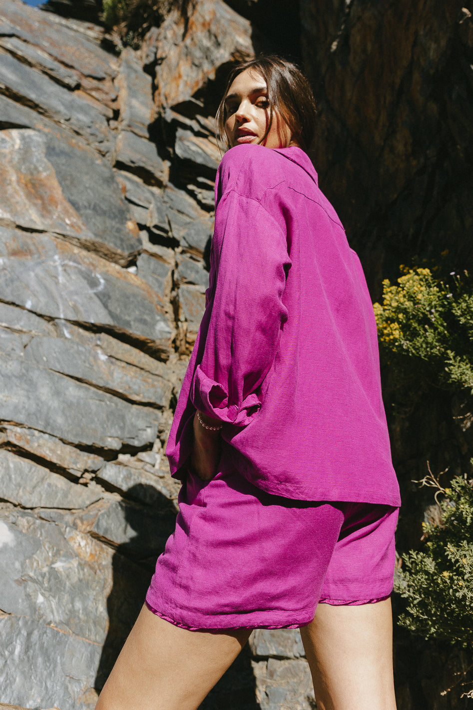 Jasmine Button Up in Magenta