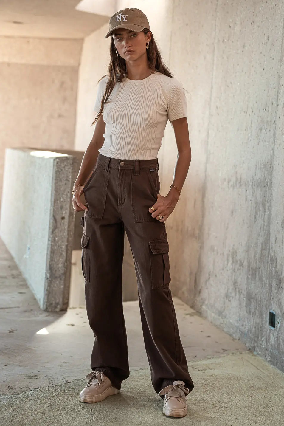 Brianna Cargo Jeans in Brown - FINAL SALE