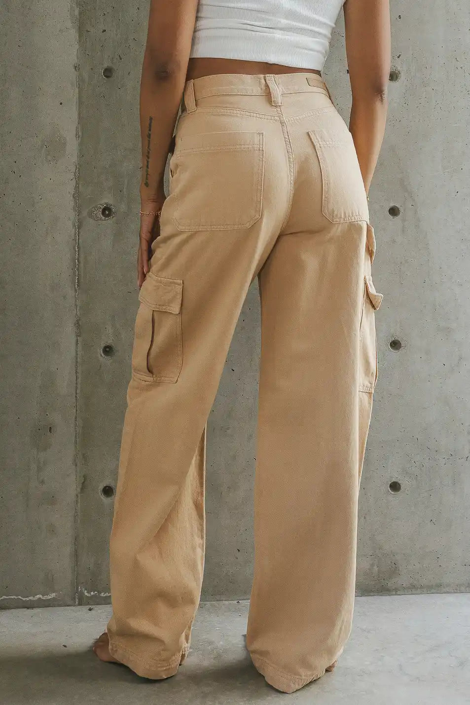 Brianna Cargo Jeans in Tan - FINAL SALE