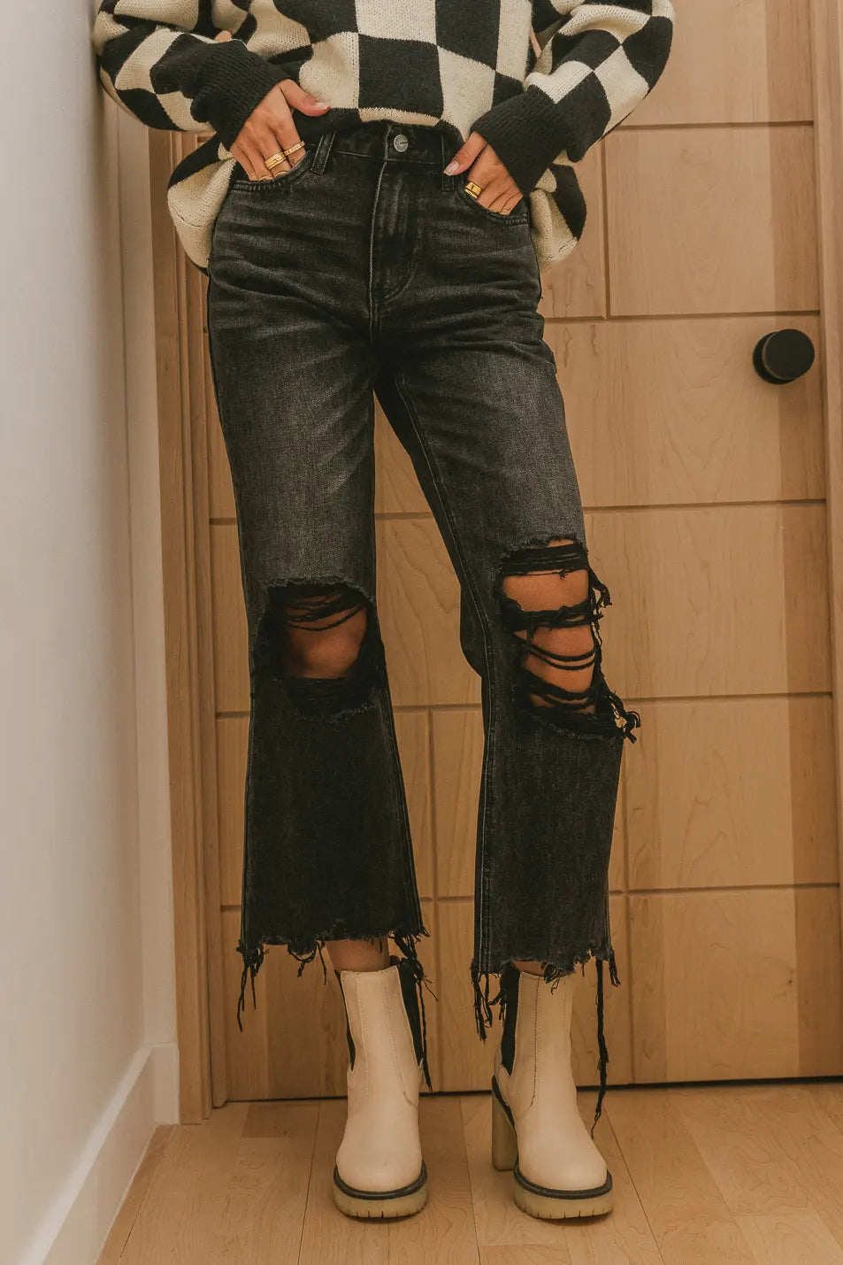 Charlie Distressed Jeans in Black