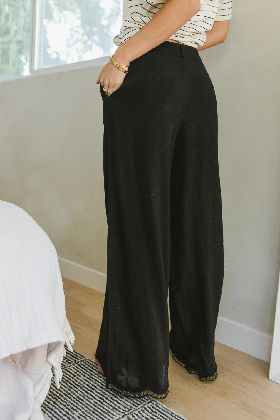 Katniss Embroidered Pants in Black