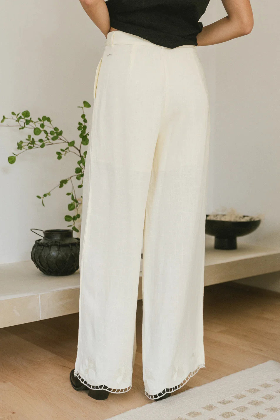 Katniss Embroidered Pants in Cream