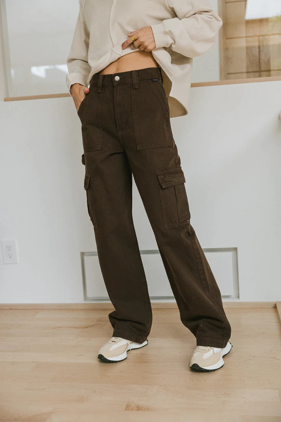 Brianna Cargo Jeans in Brown - FINAL SALE