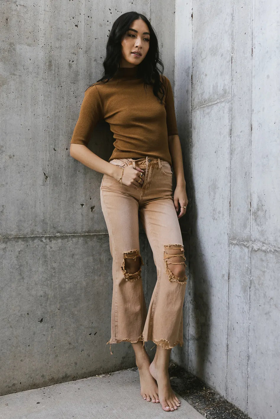 Charlie Distressed Jeans in Mustard