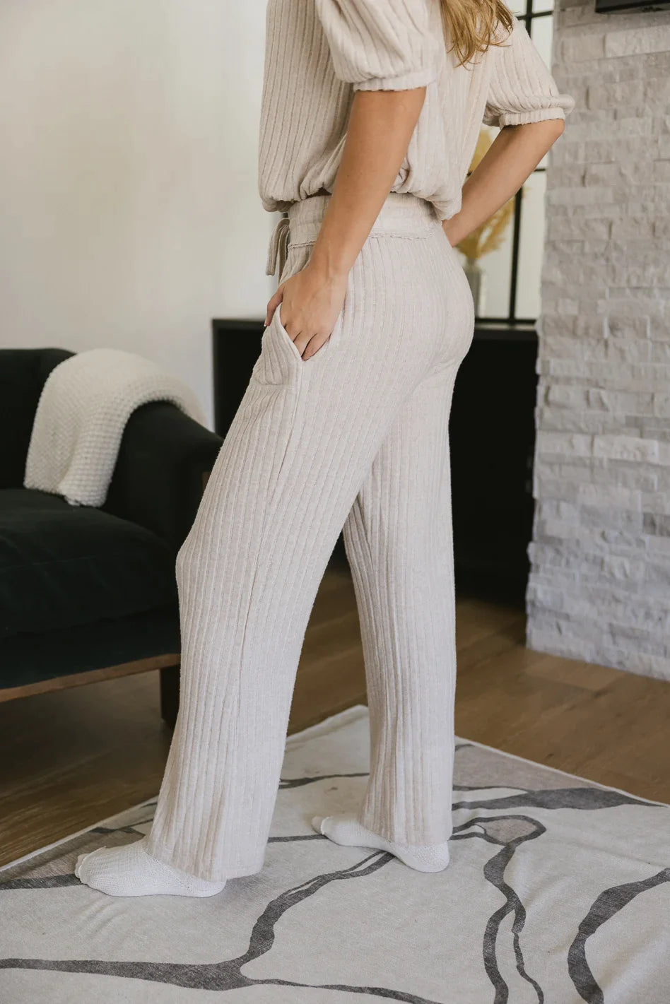 Keiko Ribbed Pants in Cream