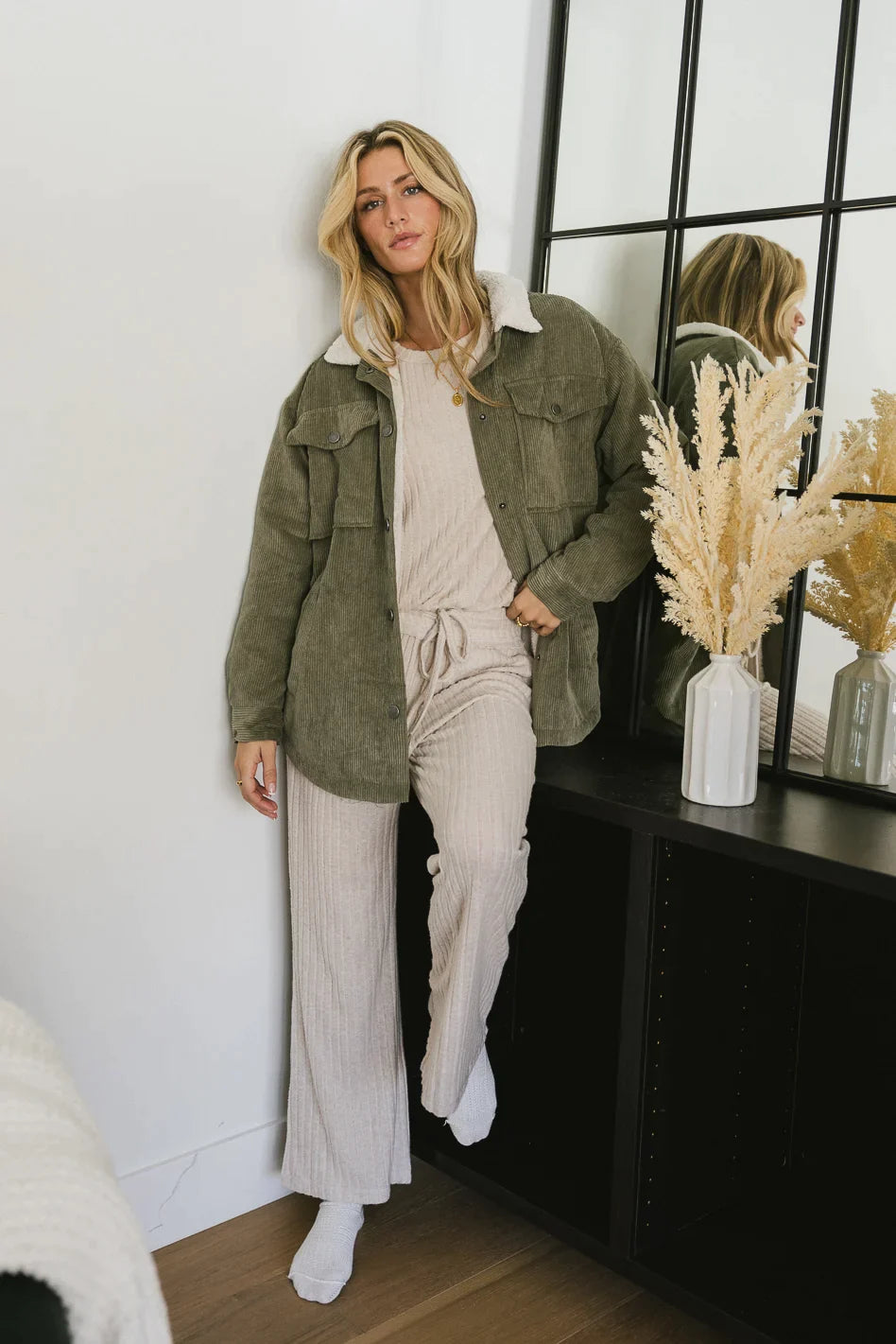 Keiko Ribbed Pants in Cream