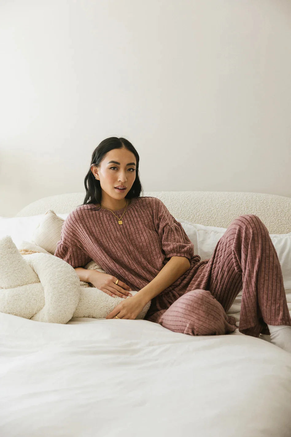 Keiko Ribbed Pants in Mauve