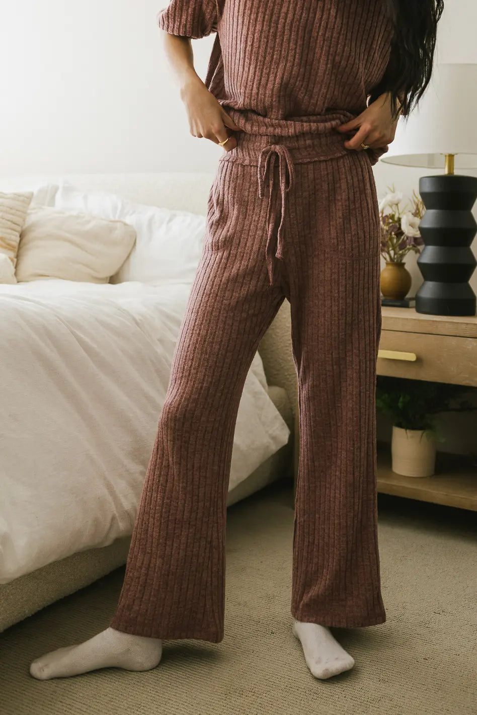 Keiko Ribbed Pants in Mauve