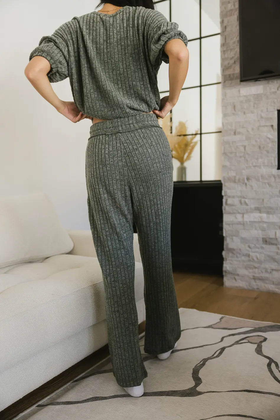 Keiko Ribbed Pants in Green