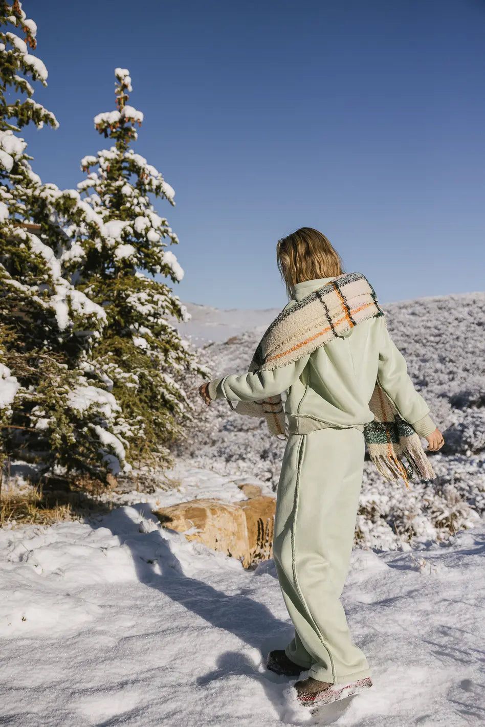 Mattie Faux Shearling Pants in Sage