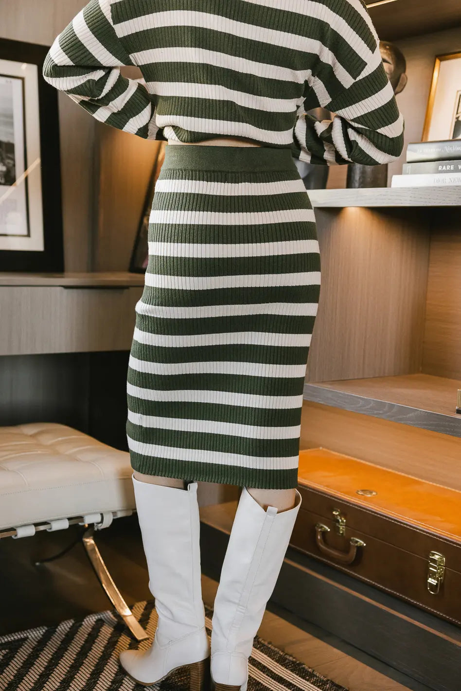 Alani Striped Skirt in Green