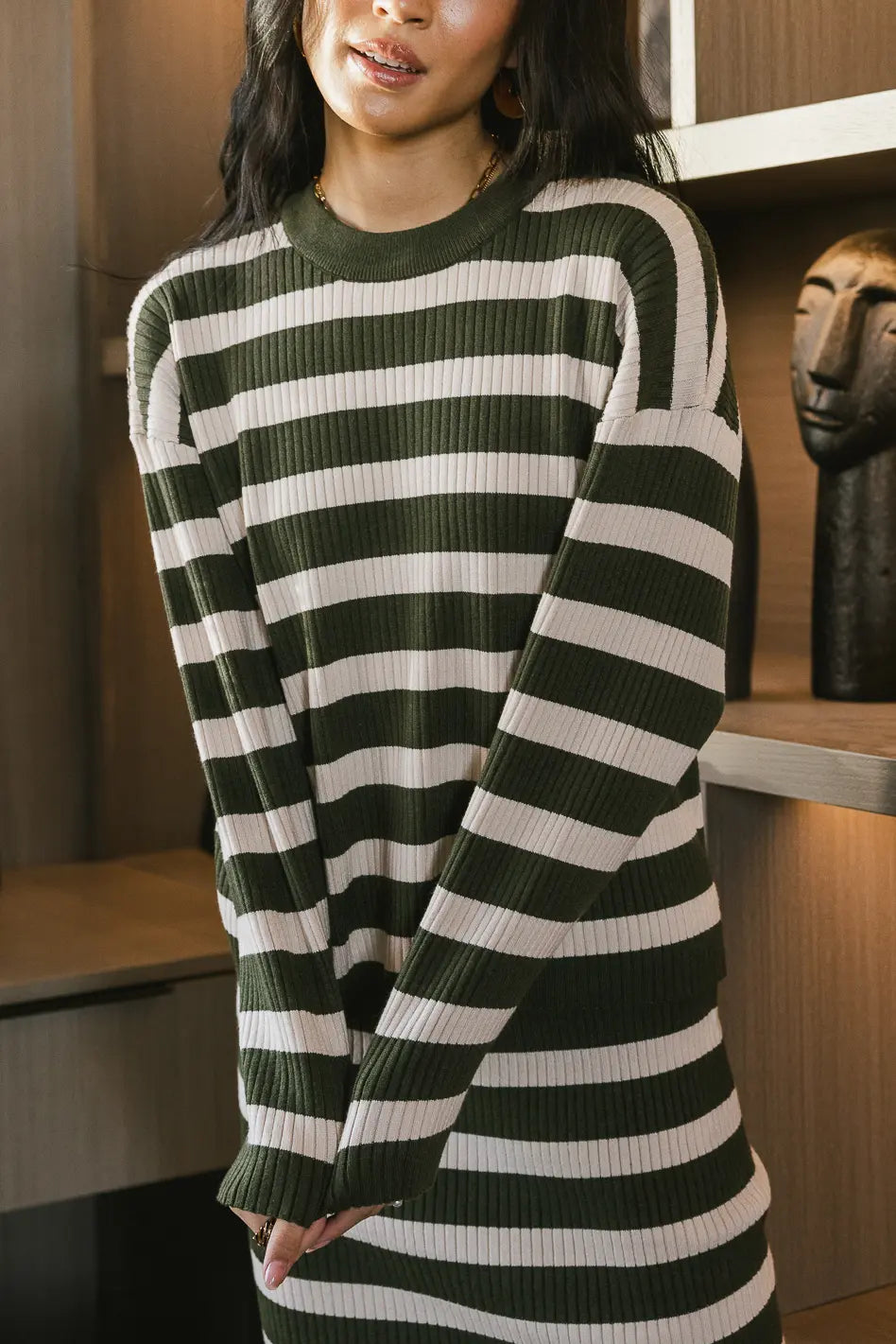 Alani Striped Sweater in Green