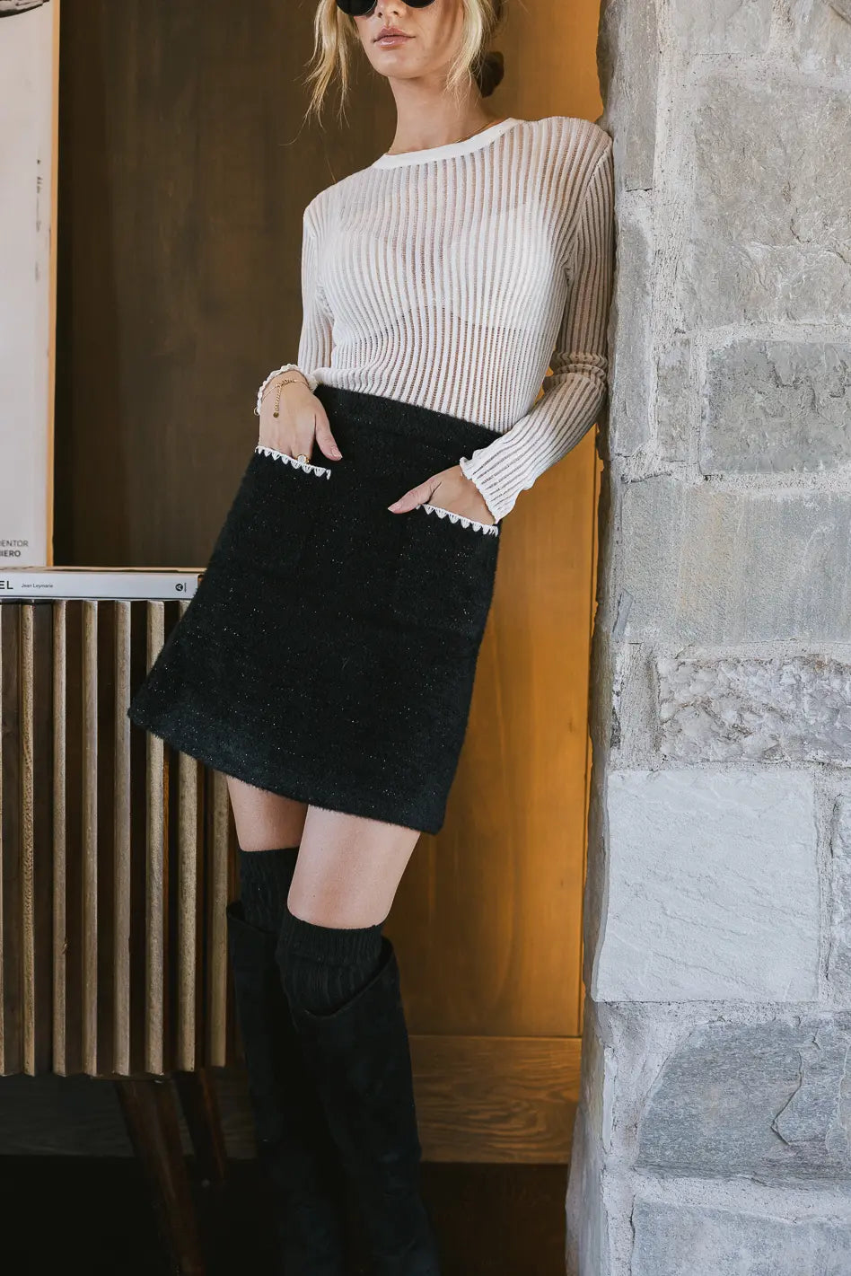 Lola Fuzzy Skirt in Black