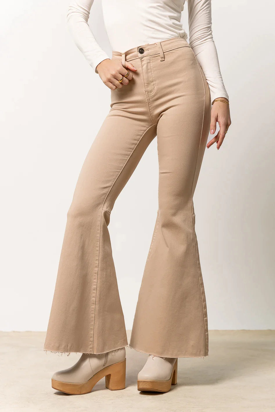 Dana Flare Denim in Tan - FINAL SALE