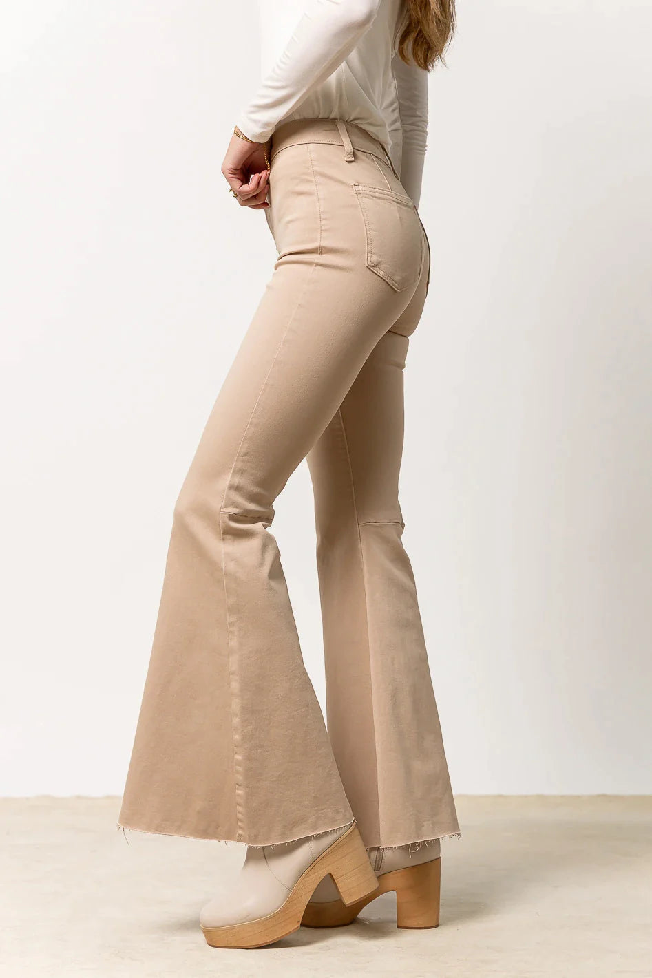 Dana Flare Denim in Tan - FINAL SALE