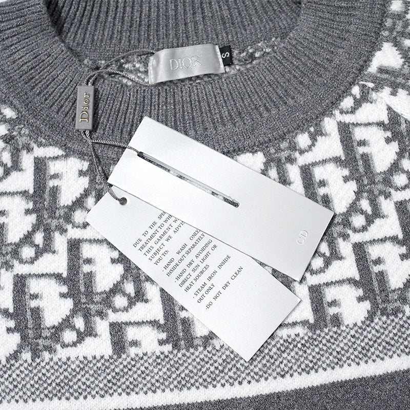 All Over Monogram Jacquard Crew Neck Sweater